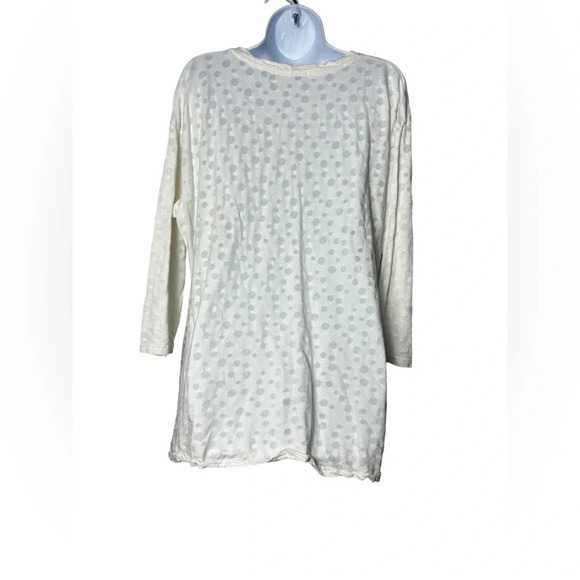 CUT LOOSE Polka Dot Contrast Top Size XXL 2X 3/4 sleeves cotton and mesh White - Picture 2 of 5